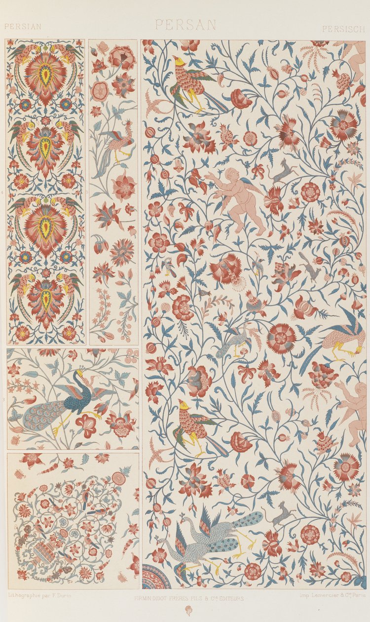 Persia, levy 20 julkaisusta "Polychromatic Ornament: Sata lautasta kultaa, hopeaa ja värejä" tekijältä Albert Charles August Racinet