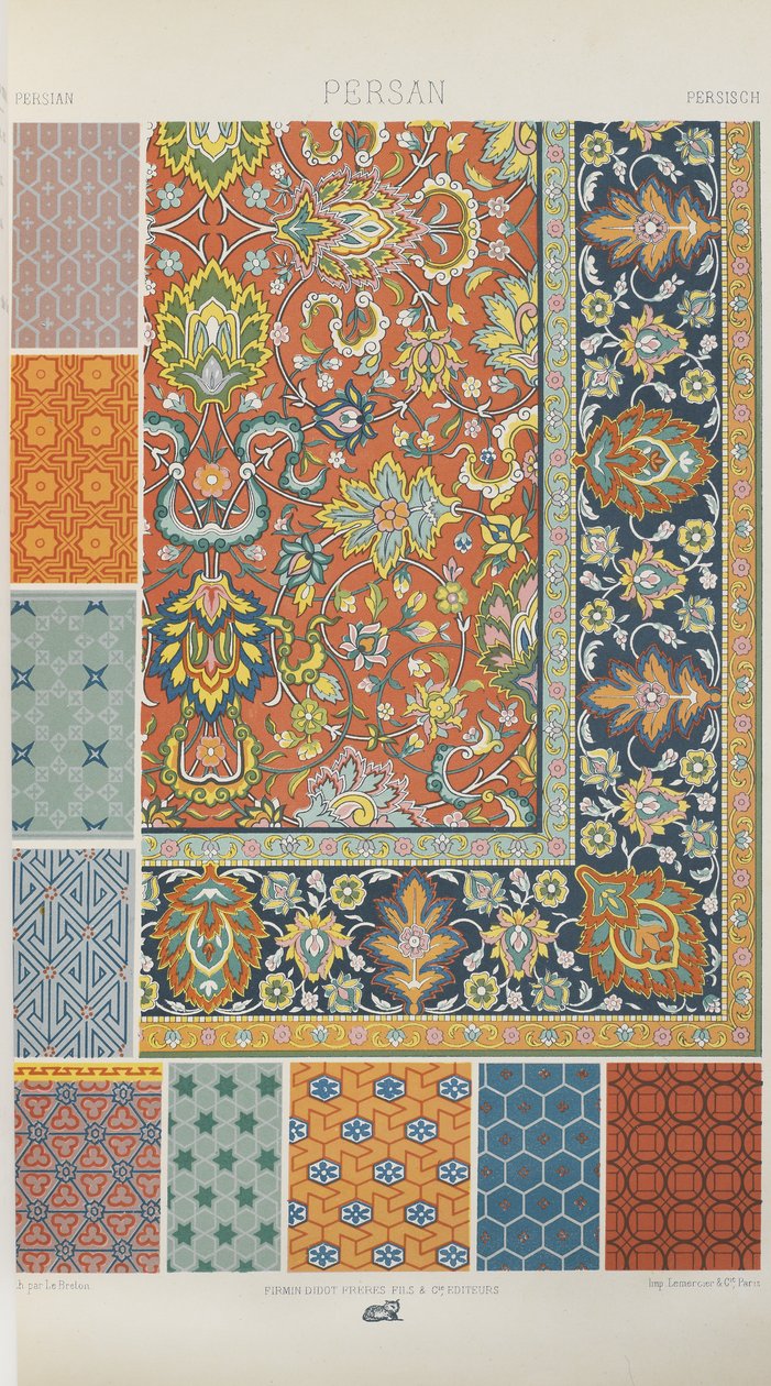 Persia, levy 23 julkaisusta "Polychromatic Ornament: Sata lautasta kultaa, hopeaa ja värejä" tekijältä Albert Charles August Racinet
