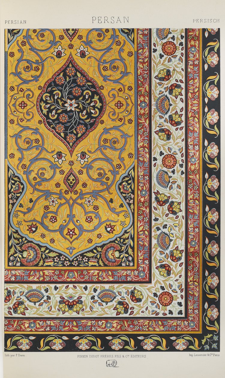 Persia, levy 25 julkaisusta "Polychromatic Ornament: Sata lautasta kultaa, hopeaa ja värejä" tekijältä Albert Charles August Racinet