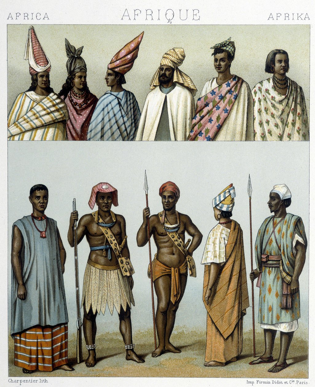 Senegalin perinteiset puvut. Kuvitus Racinet