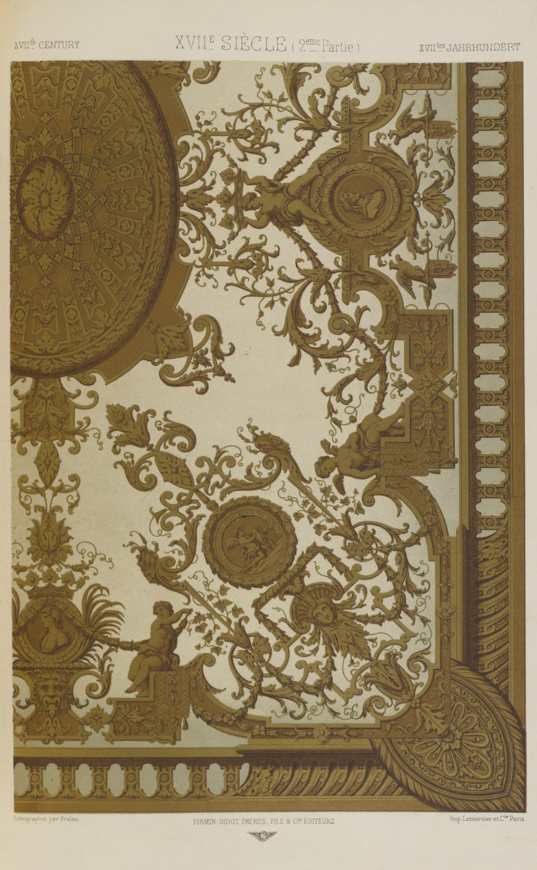 XVII vuosisata, levy 80 teoksesta "Polychromatic Ornament: Sata lautasta kultaa, hopeaa ja värejä" tekijältä Albert Charles August Racinet