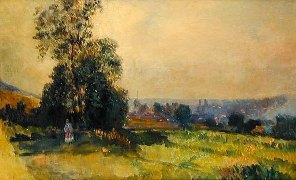 Nuori tyttö maisemassa (öljy kankaalle) tekijältä Albert Charles Lebourg