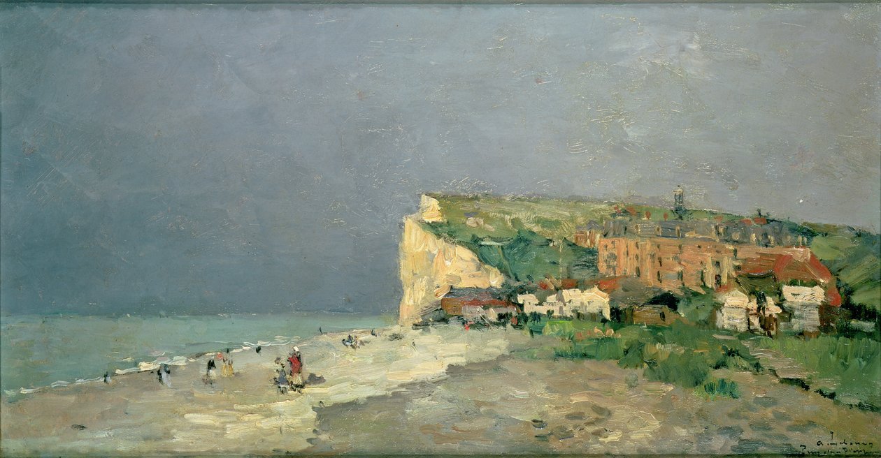 Puys-sous-Dieppe Beach, Myrskyinen taivas, n. 1880 tekijältä Albert Charles Lebourg