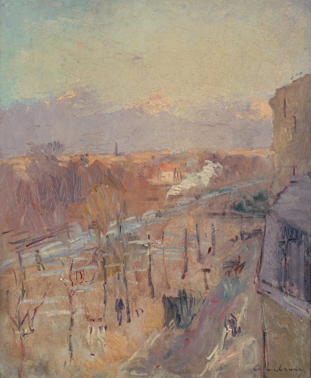 Avenue Pariisissa myrskyn jälkeen (öljy kankaalle) tekijältä Albert Charles Lebourg