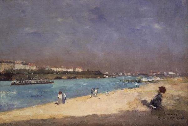Näkymä Pariisin esikaupunkiin Pont Nationalilta, 1882 tekijältä Albert Charles Lebourg