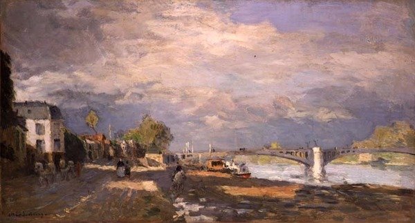 Walkers on the River Bank (öljy kankaalle) tekijältä Albert Charles Lebourg