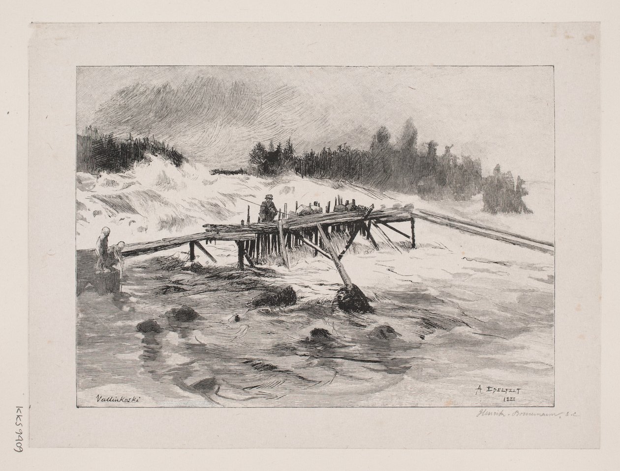 Vesiputous. Vallinkon sukset tekijältä Albert Gustaf Aristides Edelfelt