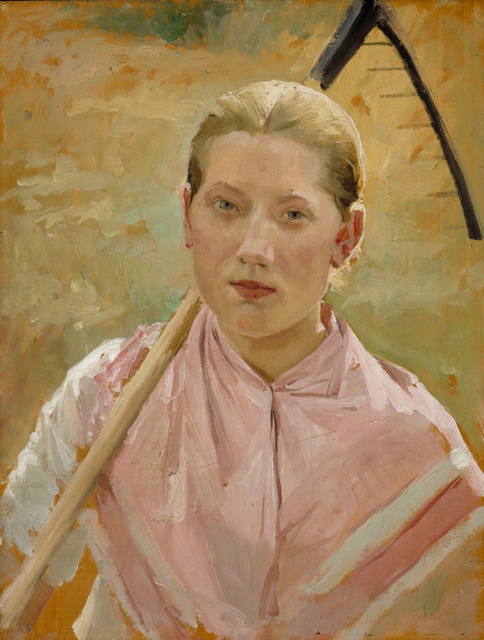 Tyttö ja harava, luonnos teokseen ”August” tekijältä Albert Edelfelt