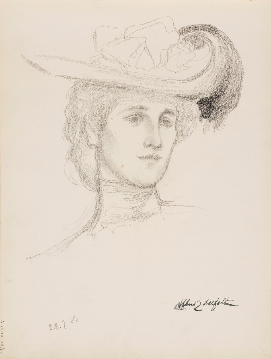 Hattupäinen nainen (Mme Flore Deschamps) tekijältä Albert Edelfelt