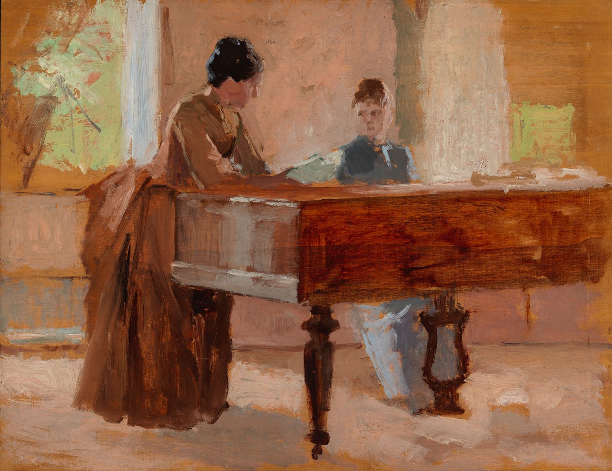 Haikon salongissa, luonnos teokseen ”Vanha sävel” tekijältä Albert Edelfelt