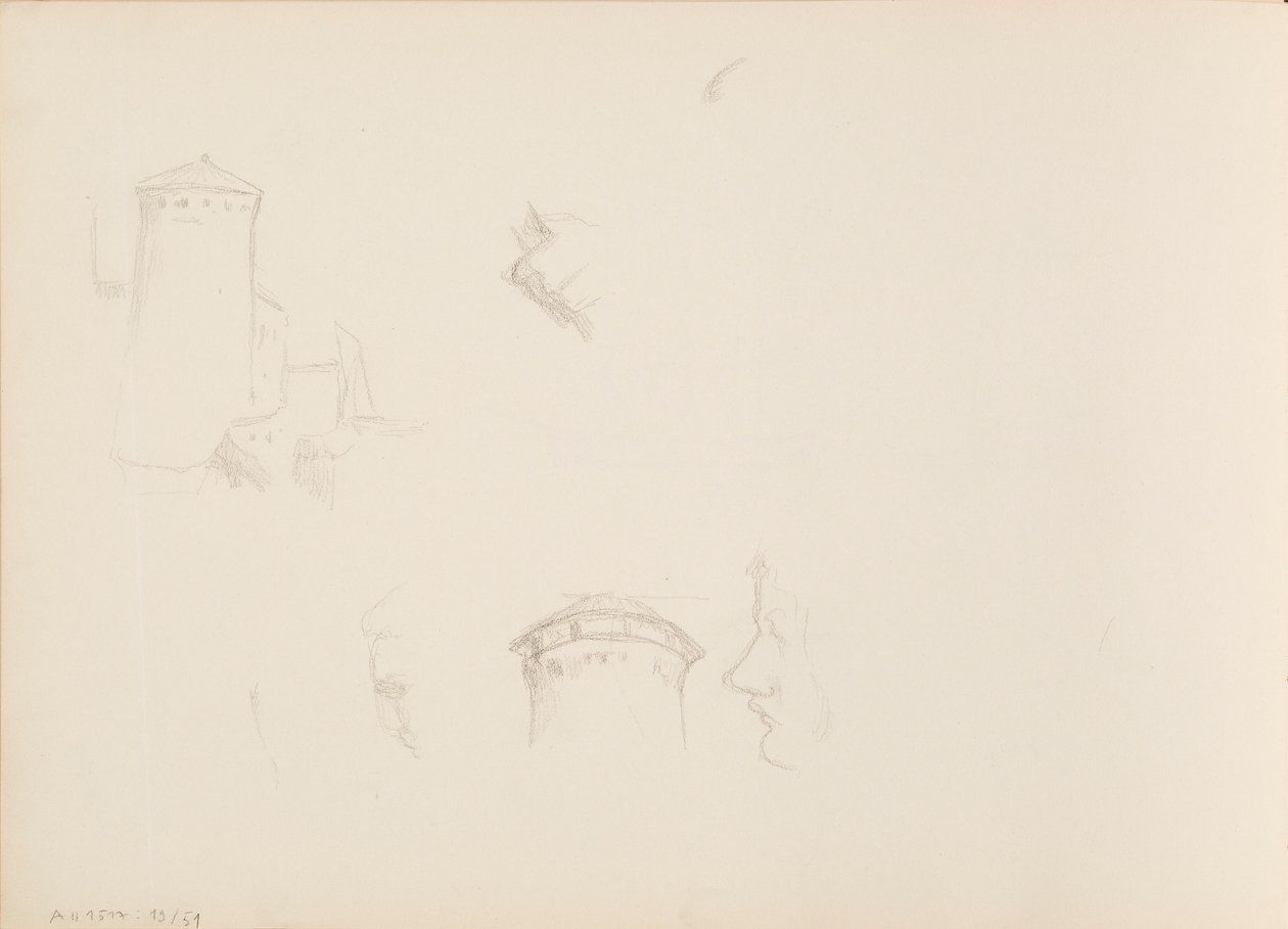 Kasvoluonnoksia, Savonlinnan torni tekijältä Albert Edelfelt