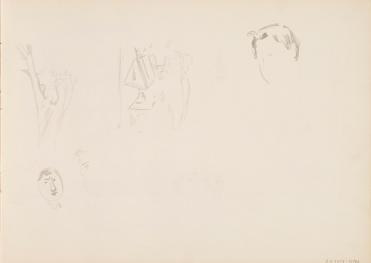 Kasvoluonnoksia, puunrunko tekijältä Albert Edelfelt