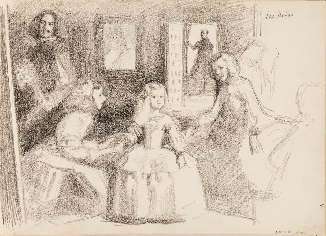 Las Meninas, luonnos Diego Velázquezin mukaan tekijältä Albert Edelfelt