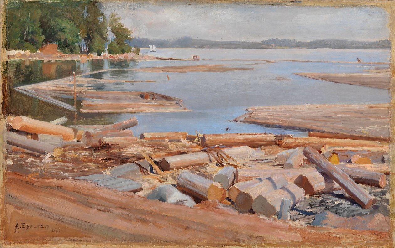 Tukkilautta tekijältä Albert Edelfelt