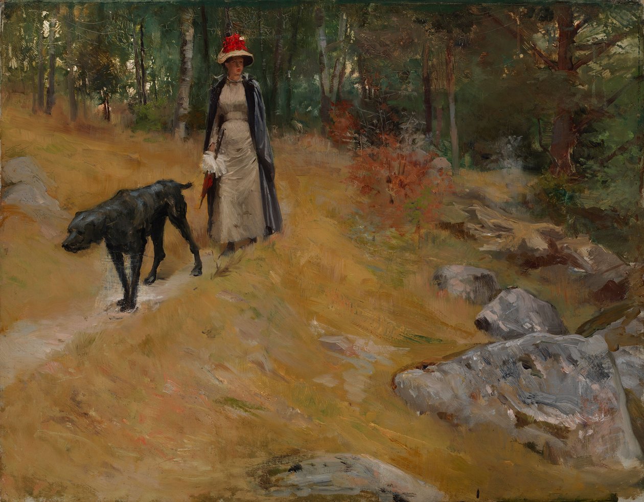 Rannalla (Annie Edelfelt koiran kanssa) tekijältä Albert Edelfelt