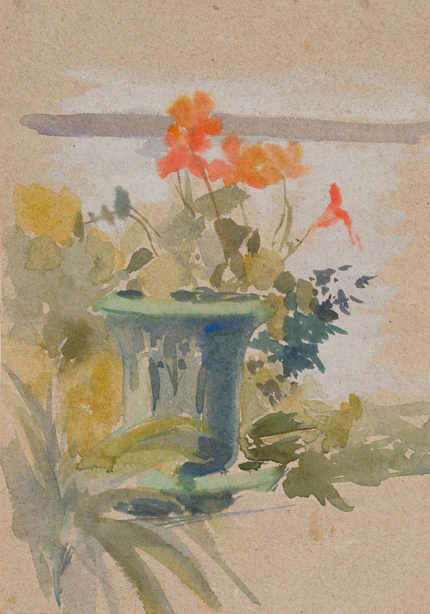 Pelargonit terassilla tekijältä Albert Edelfelt