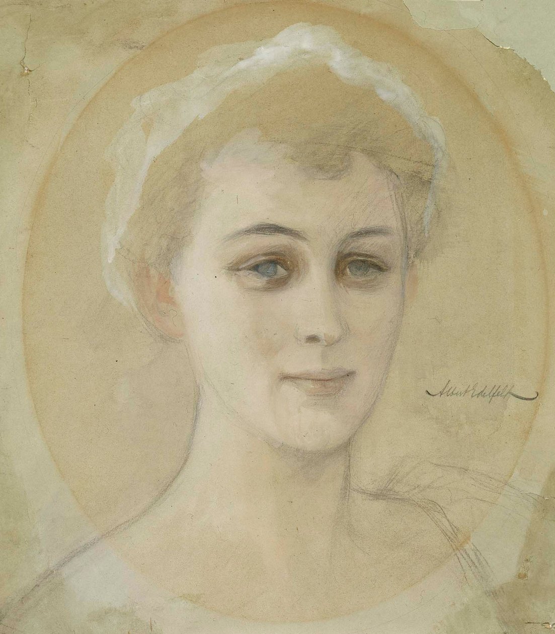 Naomi (Emi) de la Chapelle -paronittaren muotokuvaluonnos tekijältä Albert Edelfelt