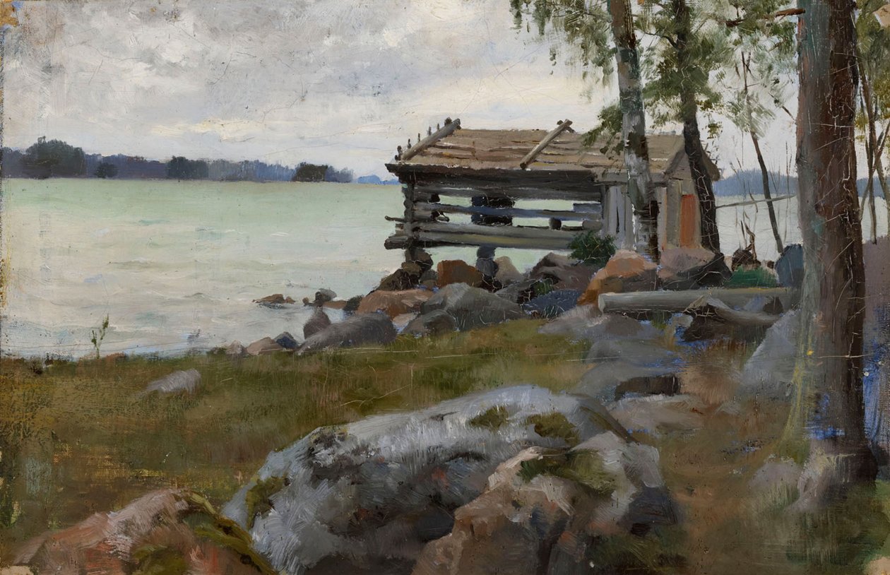 Seine Shed, luonnos jumalanpalvelusta varten Uudenmaan saaristossa tekijältä Albert Edelfelt