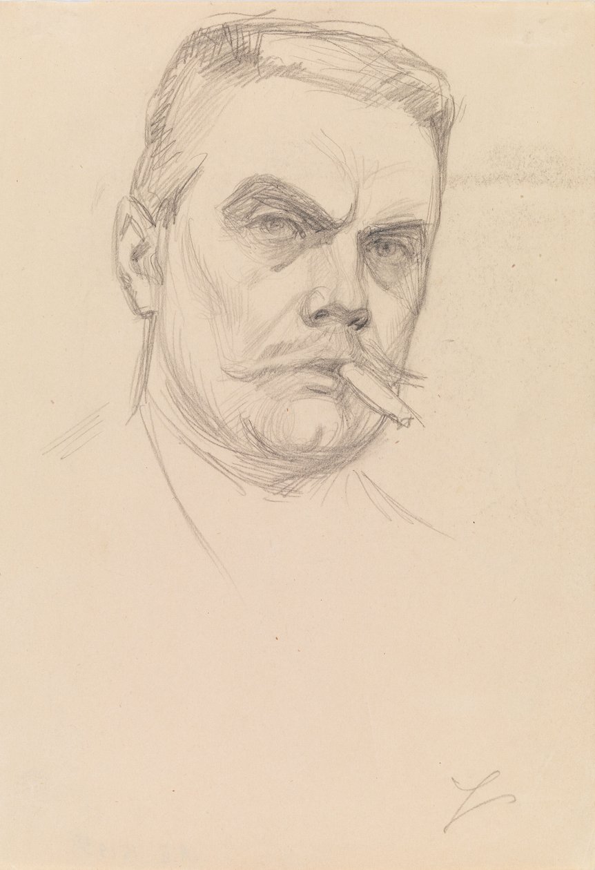 Omakuva sikarin kanssa tekijältä Albert Edelfelt