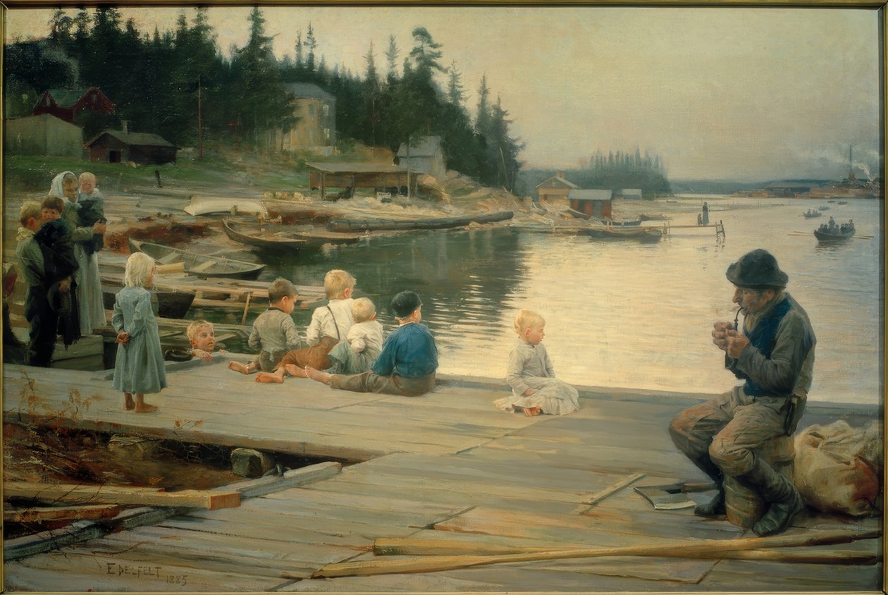 Kesäilta Hammarin telakalla tekijältä Albert Gustaf Aristides Edelfelt