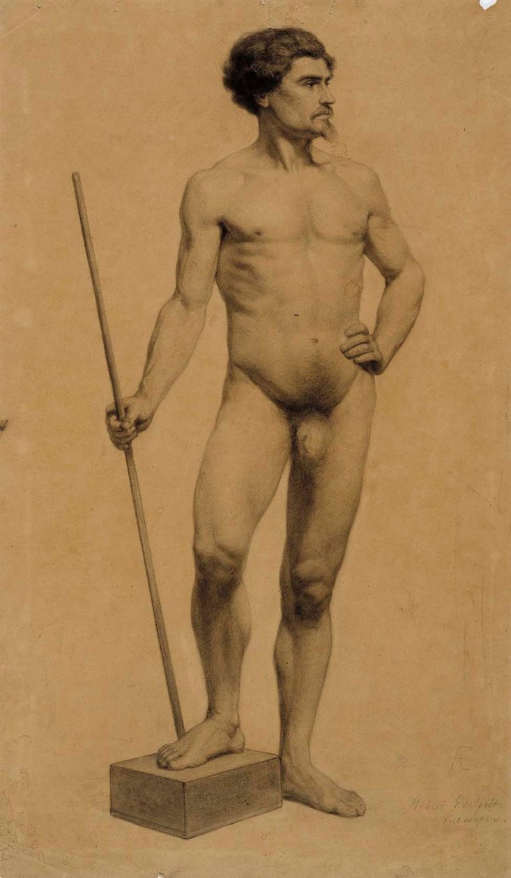 Seisova alaston mies, akatemiatutkielma tekijältä Albert Edelfelt