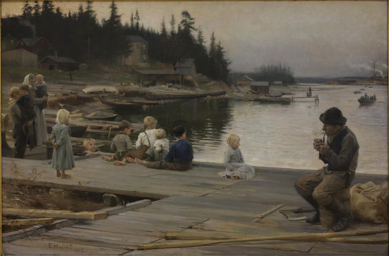 Kesäilta Hammarin korjauspihalla tekijältä Albert Gustaf Aristides Edelfelt