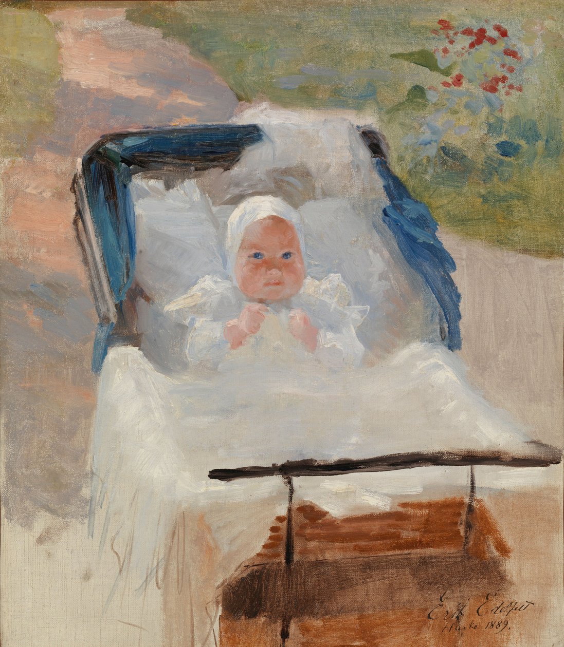 Taiteilijan poika Erik lastenvaunuissa tekijältä Albert Edelfelt