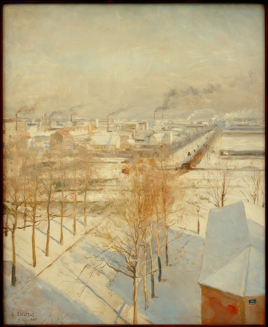 Verschneites Paris tekijältä Albert Gustaf Aristides Edelfelt