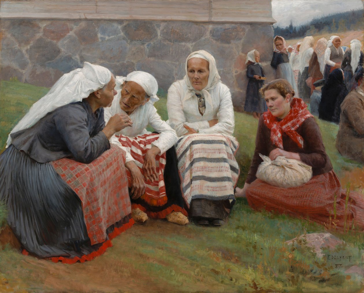 Ruokolahden eukkoja kirkonmäellä tekijältä Albert Edelfelt