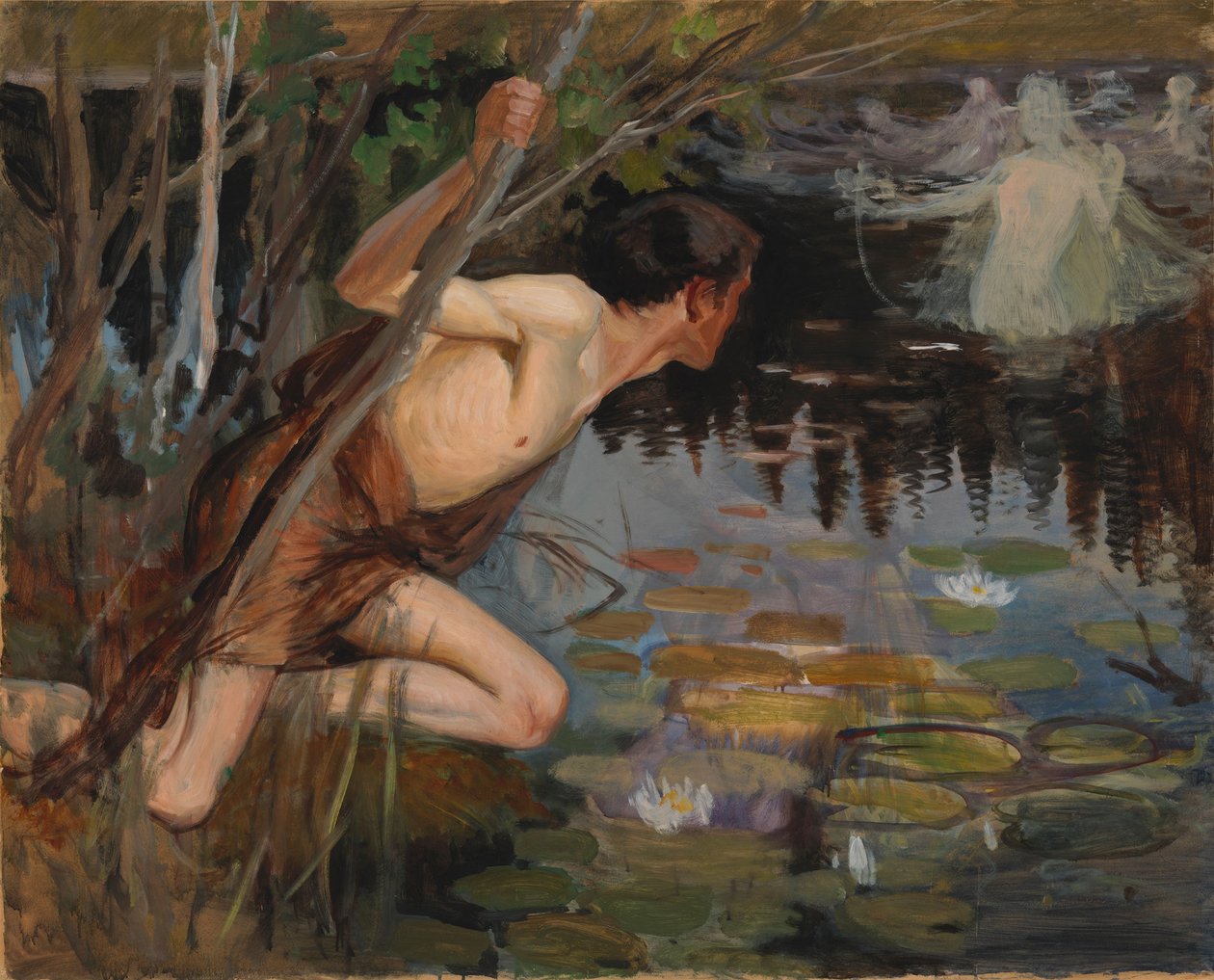 Nuorukainen ja merenneito, luonnos tekijältä Albert Edelfelt