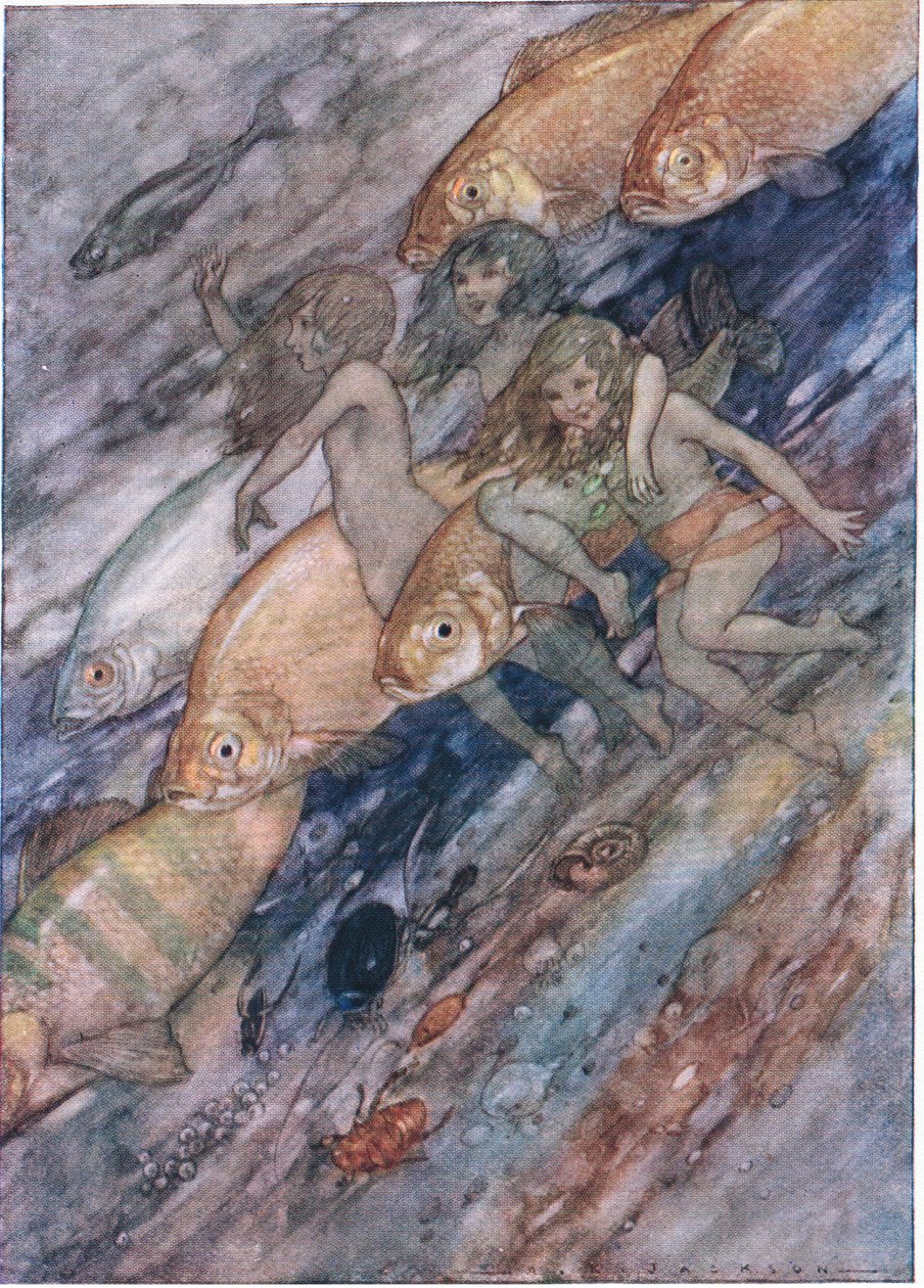Alas mereen, alas mereen, The Water Babies -pubista. Humphrey Milford Oxford University Press, n. 1930 (väri litho) tekijältä Albert Edward Jackson