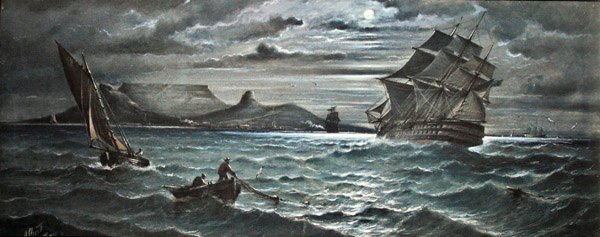 Moonlight, Kapkaupunki (akvarelli vartalovärillä paperille) tekijältä Albert Ernest Markes