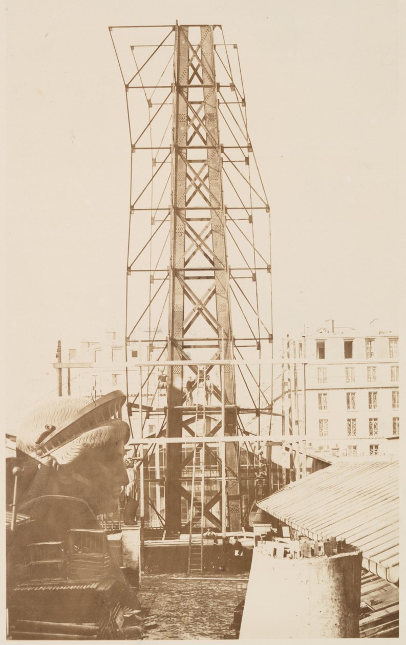 Vapaudenpatsaan rakennustelineet, pää näkyy vasemmalla, Pariisi, 1883 tekijältä Albert Fernique