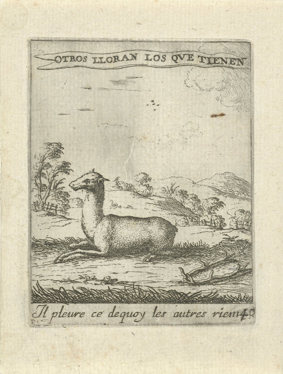 Makaava peura Moralising Love Emblems (sarjan nimi) Devises et emblesmes d