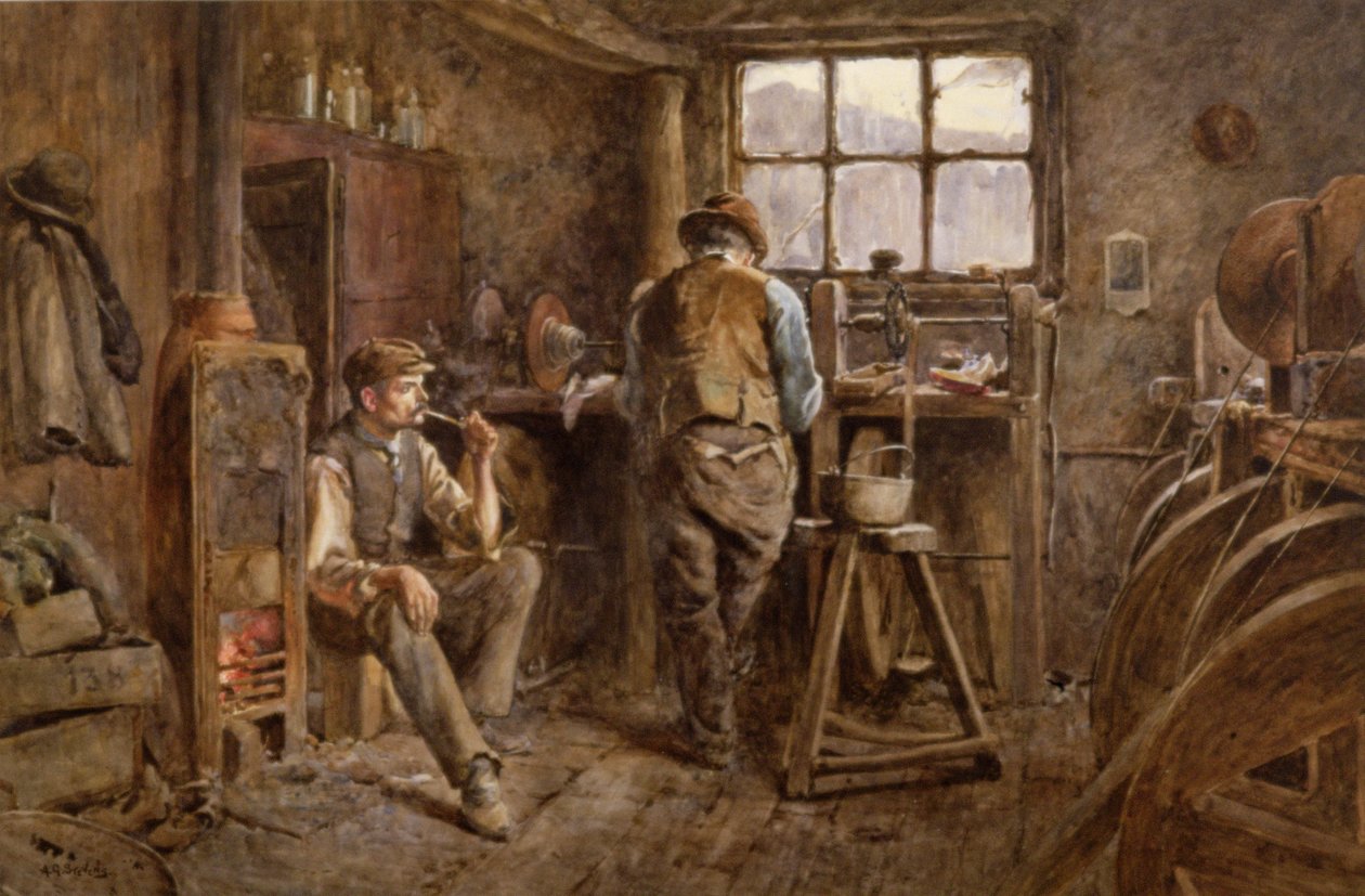 Jet Workshop, Whitby (akvarelli paperille) tekijältä Albert George Stevens