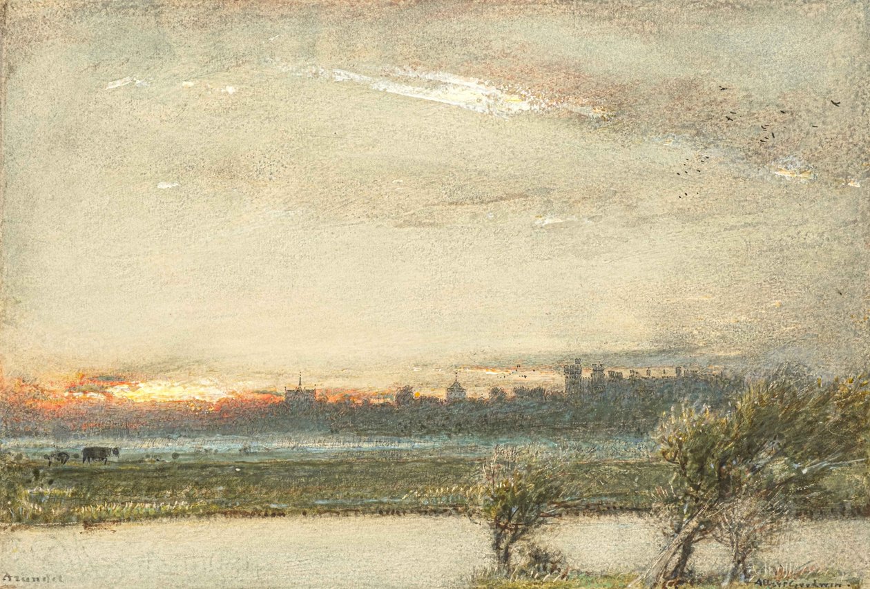 Arundelin linna, Sussex (akvarelli) tekijältä Albert Goodwin