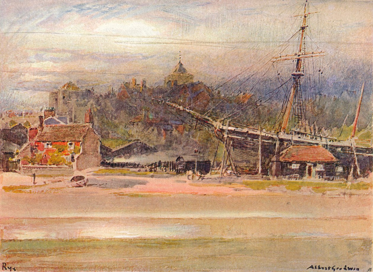 Boatbuilders Yard, Rye, 1910 tekijältä Albert Goodwin