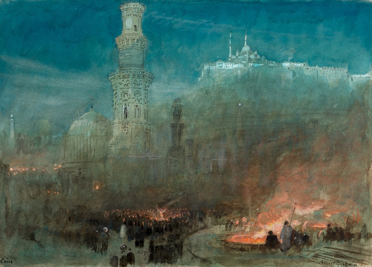 Kairo, yö (vesiväri) tekijältä Albert Goodwin