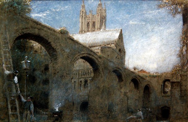 Canterbury (kynä ja muste vesivärillä ja vartalovärillä paperilla) tekijältä Albert Goodwin