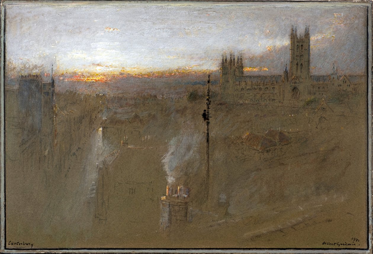 Canterbury 1921 (akvarelli) tekijältä Albert Goodwin