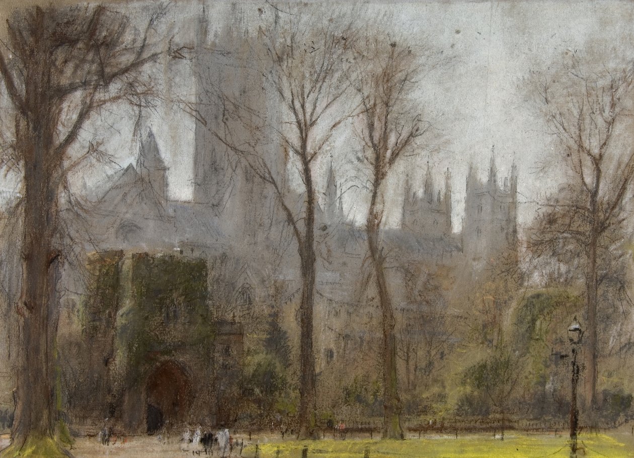Canterbury, n. 1860 - n. 1932 (pastelli ja lyijykynä sävytetyllä paperilla) tekijältä Albert Goodwin