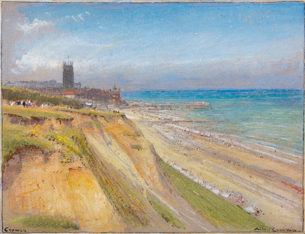 Cromer (akvarelli, bodycolor ja lyijykynä sävytetylle paperille). tekijältä Albert Goodwin