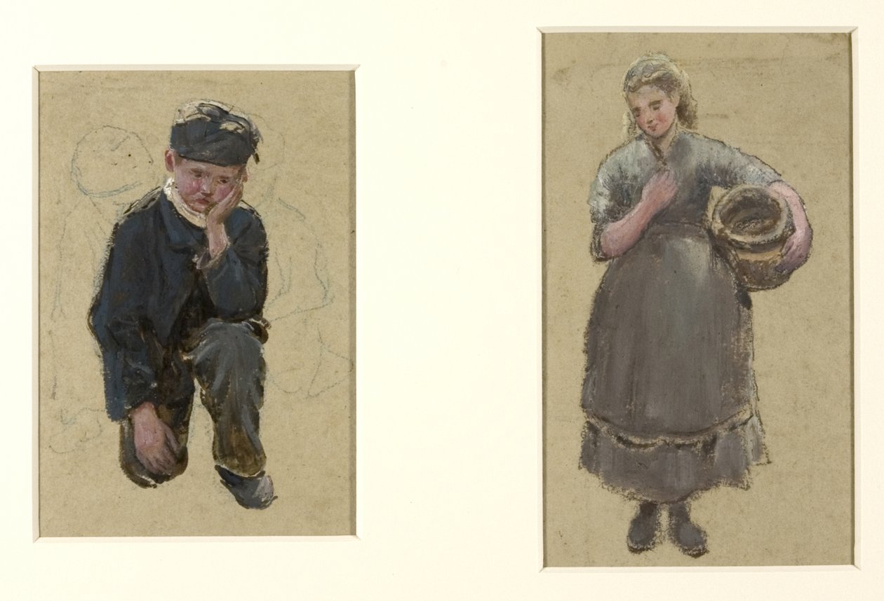 Fisher Girls ja Kneeling Boy tekijältä Albert Goodwin