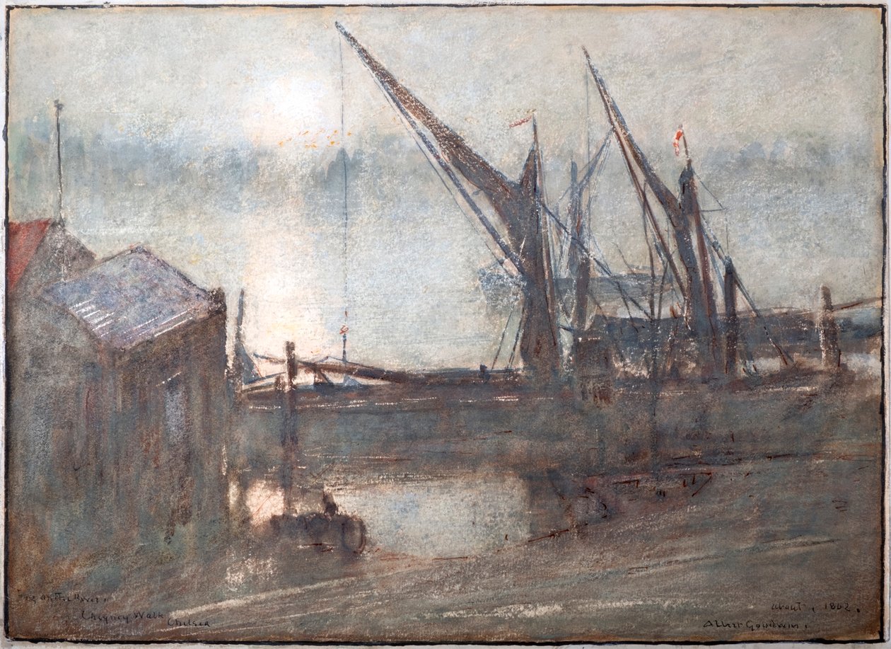 Sumu joella, Cheyney Walk, Chelsea tekijältä Albert Goodwin