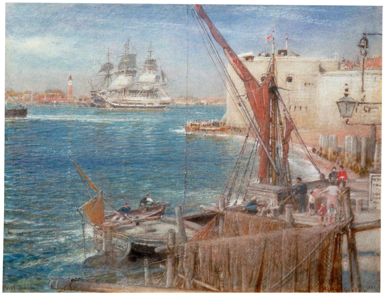 "HMS "The Victory" Portsmouthissa", 1907. tekijältä Albert Goodwin