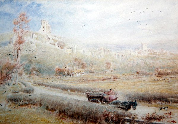 Hevonen ja kärryt, Corfen linna tekijältä Albert Goodwin