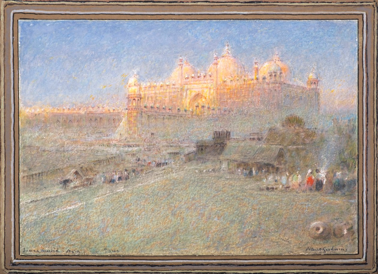 Jumna Musjid, Agra, aamunkoitto (akvarelli, bodycolor ja muste) tekijältä Albert Goodwin