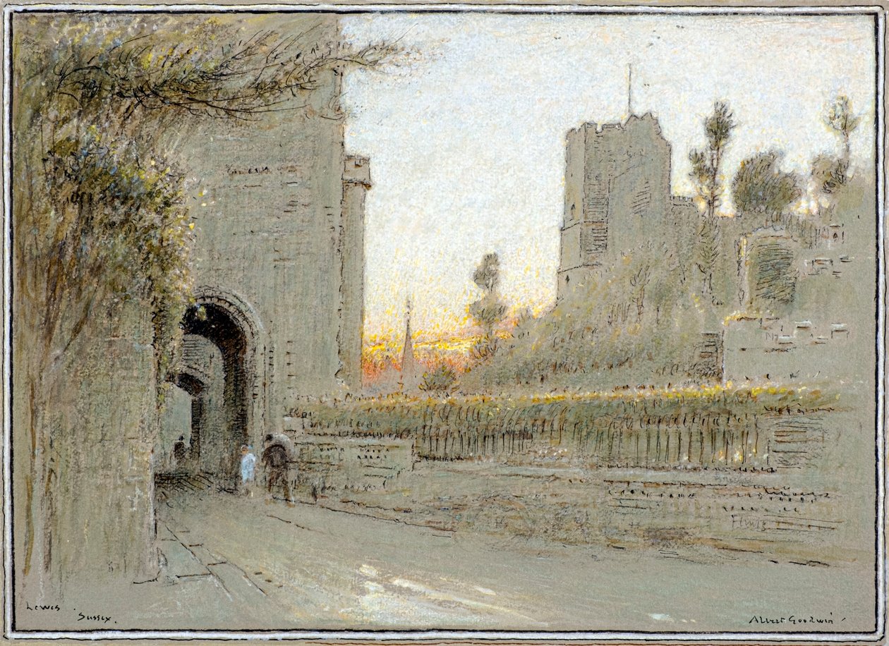 Lewes, Sussex (akvarelli) tekijältä Albert Goodwin