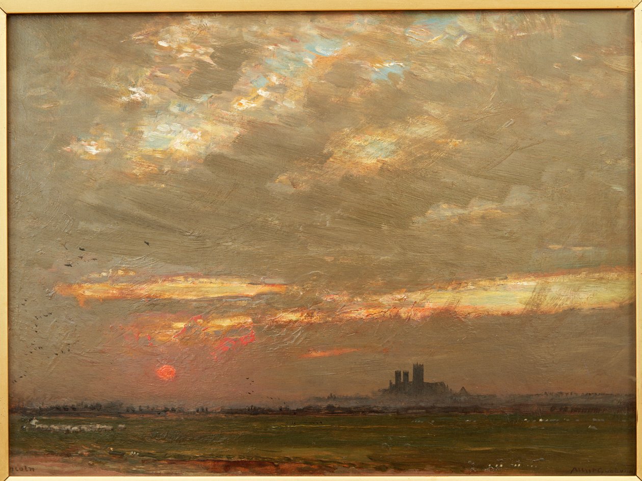 Lincolnin katedraali auringonlaskun aikaan, 1912 tekijältä Albert Goodwin