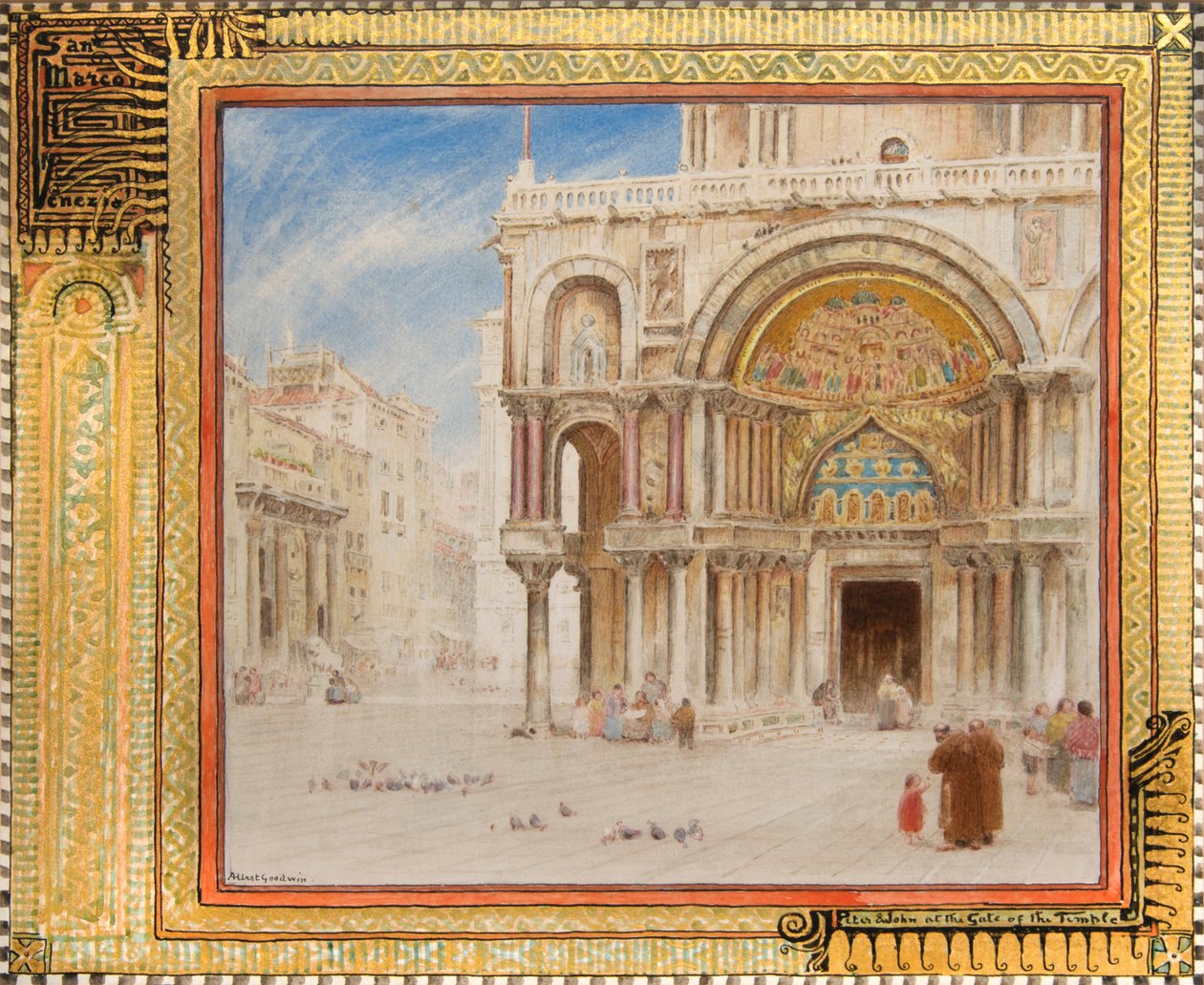 Pietari ja Johannes temppeliportilla, San Marco, Venezia, noin 1872 (akvarelli). tekijältä Albert Goodwin